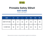 R450X Result Safeguard Printable Safety SShell size guide (R450X)