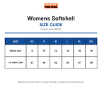 R455F Result Workguard Womens Softshell size guide (R455F)