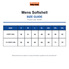 R455M Result Workguard Mens Softshell size guide (R455M)