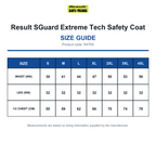 R475X Result SGuard Extreme Tech Safety Coat size guide (R475X)