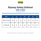 R476X Result Safeguard Ripstop Safety Softshel size guide (R476X)