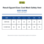 R479X Result Sguard Exec Cool Mesh Safety Vest size guide (R479X)