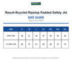 R500X Result Rcycled Ripstop Padded Safety Jkt size guide (R500X)