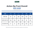 R510X Result Recycled Action Zip Front Overall size guide (R510X)