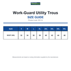 R511X Result Recycled Work-Guard Utility Trous size guide (R511X)