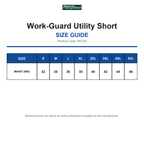 R512X Result Recycled Work-Guard Utility Short size guide (R512X)