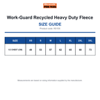 R515X Work-Guard Recycled Heavy Duty Fleece size guide (R515X)