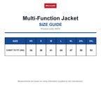 R67X Result Multi-Function Jacket size guide (R67X)