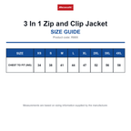 R68X Result 3 In 1 Zip and Clip Jacket size guide (R68X)