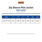 R71X Result Workguard Zip Sleeve Pilot Jacket size guide (R71X)