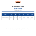 R72X Result Workguard Combo Coat size guide (R72X)