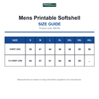 R901M Result Recycled Mens Printable Softshell size guide (R901M)