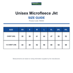 R906X Result Recycled Unisex Microfleece Jkt size guide (R906X)