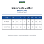R907X Result Recycled Microfleece Jacket size guide (R907X)