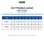 R920X Result Recycled 3in1 Padded Jacket size guide (R920X)