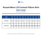 R964MC Russell Mens L/S Contrast H'Bone Shirt size guide (R964MC)