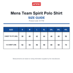 S177M Spiro Mens Team Spirit Polo Shirt size guide (S177M)