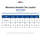 S277F Spiro Fitness Womens Hooded Tee-Jacket size guide (S277F)
