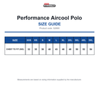 S288X Spiro Impact Performance Aircool Polo size guide (S288X)