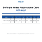 SF000 Gildan Softstyle MidW Fleece Adult Crew size guide (SF000)