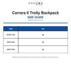 SH1421 Shugon Carrara II Trolly Backpack size guide (SH1421)