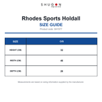 SH1577 Shugon Rhodes Sports Holdall size guide (SH1577)