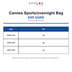SH2450 Shugon Cannes Sports/overnight Bag size guide (SH2450)