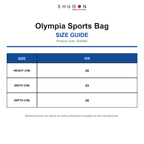 SH2682 Shugon Olympia Sports Bag size guide (SH2682)