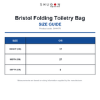 SH4476 Shugon Bristol Folding Toiletry Bag size guide (SH4476)
