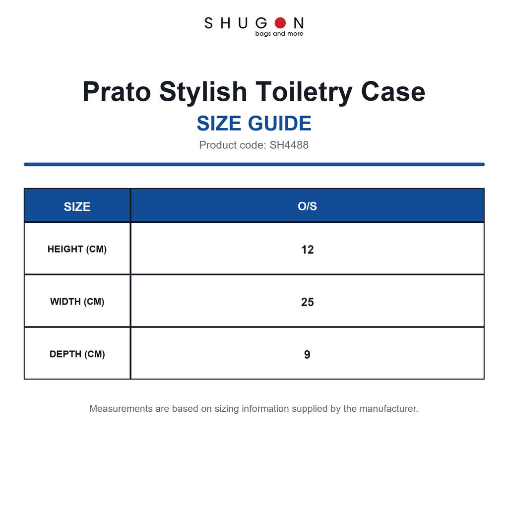 SH4488 Shugon Prato Stylish Toiletry Case size guide (SH4488)