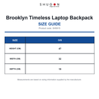 SH5815 Shugon Brooklyn Timeless Laptop Backpack size guide (SH5815)
