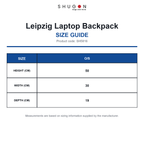 SH5816 Shugon Leipzig Laptop Backpack size guide (SH5816)