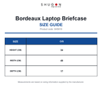 SH5819 Shugon Bordeaux Laptop Briefcase size guide (SH5819)