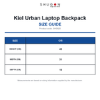 SH5820 Shugon Kiel Urban Laptop Backpack size guide (SH5820)