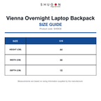 SH5838 Shugon Vienna Overnight Laptop Backpack size guide (SH5838)