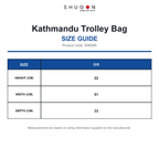 SH6095 Shugon Kathmandu Trolley Bag size guide (SH6095)