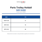 SH6096 Shugon Paris Trolley Holdall size guide (SH6096)