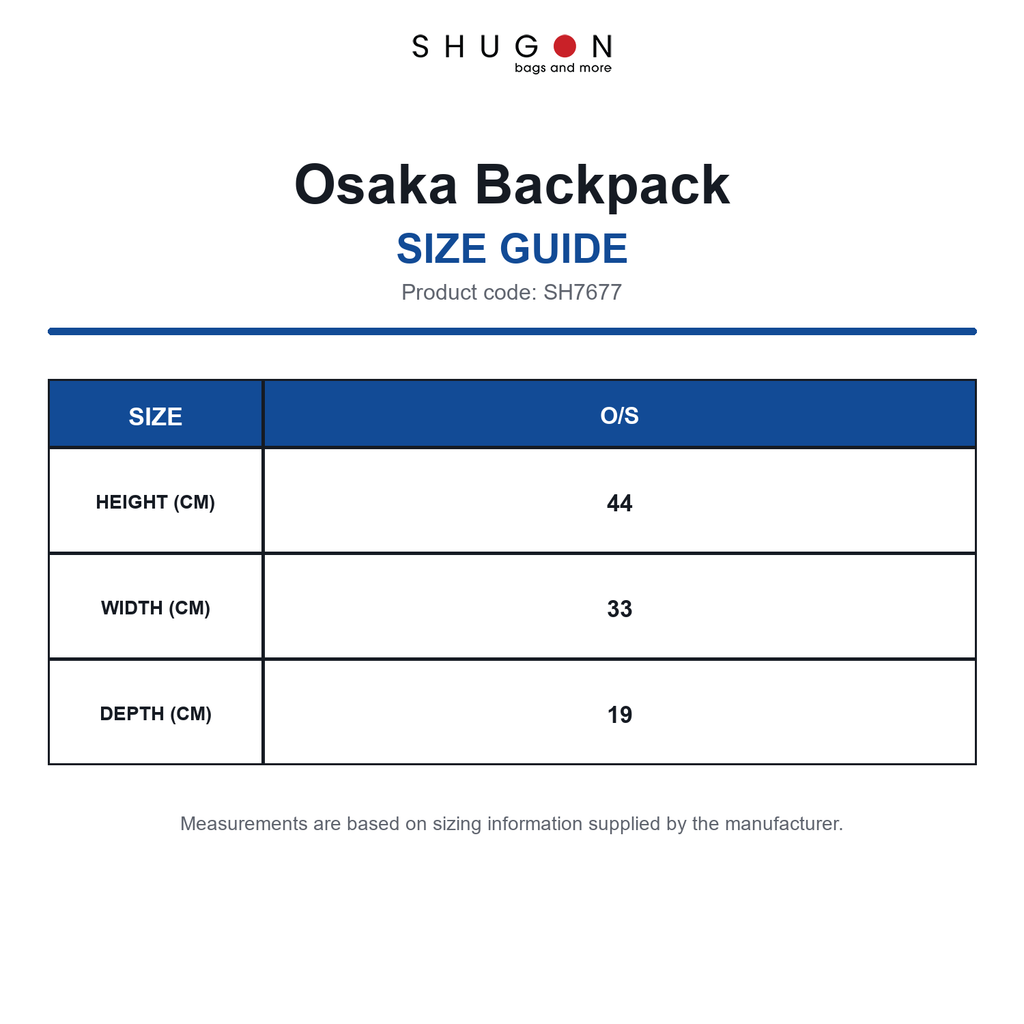 SH7677 Shugon Osaka Backpack size guide (SH7677)