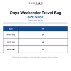 SH7767 Shugon Onyx Weekender Travel Bag size guide (SH7767)