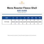 SX-4 Stormtech Mens Reactor Fleece Shell size guide (SX-4)