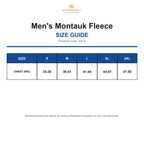 SX-5 Stormtech Men's Montauk Fleece size guide (SX-5)