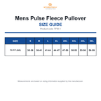 TFW-1 Stormtech Mens Pulse Fleece Pullover size guide (TFW-1)