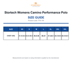 TFX-1W Stortech Womens Camino Performance Polo size guide (TFX-1W)