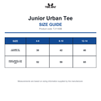 TJ1140B Tee Jays Junior Urban Tee size guide (TJ1140B)