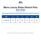 TJ1407 Tee Jays Mens Luxury Stripe Stretch Polo size guide (TJ1407)