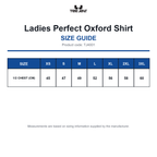 TJ4001 Tee Jays Ladies Perfect Oxford Shirt size guide (TJ4001)