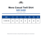 TJ4002 Tee Jays Mens Casual Twill Shirt size guide (TJ4002)