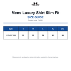 TJ4021 Tee Jays Mens Luxury Shirt Slim Fit size guide (TJ4021)
