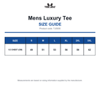 TJ5000 Tee Jays Mens Luxury Tee size guide (TJ5000)