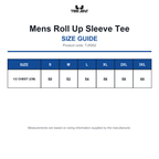 TJ5062 Tee Jays Mens Roll Up Sleeve Tee size guide (TJ5062)
